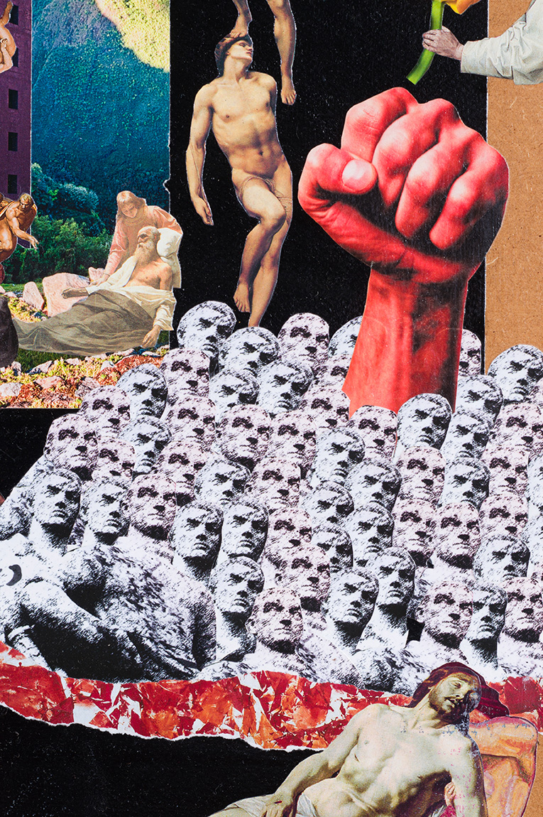 collage dyptique theorie evolution Eric Ramos, artiste collagiste